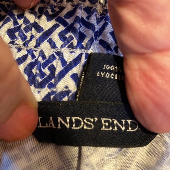 Land’s End Woven Print Stretch Waistband Pants Royal Indigo NWOT Size 2 - Picture 9 of 16